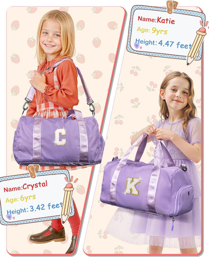 Teen Girls Birthday Gifts-Girl Gym Bag with Shoe Compartment, Kid Personalized Weekender Overnight Bags, Initial Travel Tote with Makeup Pouch, Birthday Gift for Sister Daughter (Letter J)