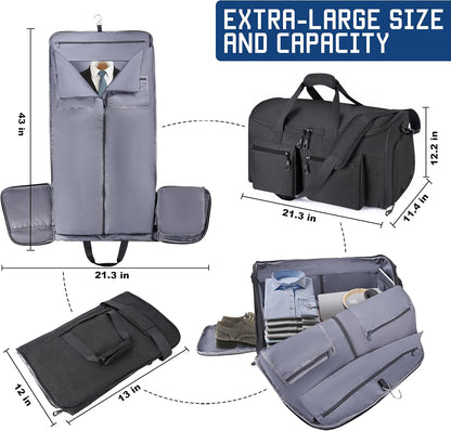 Convertible Duffle Bags for Travel Carry On Suit Duffle Bags with Shoulder Strap 2 in 1 Hanging Garment Duffle Bag for Men Women