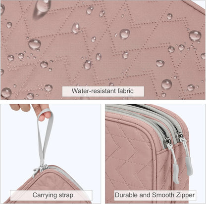 FYY Electronic Organizer, Large Travel Cable Organizer Bag Pouch Electronic Accessories Carry Case Portable Waterproof Double Layers All-in-One Storage Bag for Cable, Cord, Charger, Pattern Pink