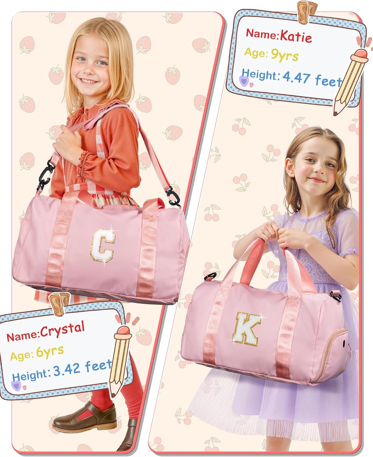 Easter Gifts for Kids-Girl Gym Bag with Shoe Compartment, Kid Personalized Weekender Overnight Bags, Initial Travel Tote with Makeup Pouch, Valentines Day Gift for Girls (Letter R)