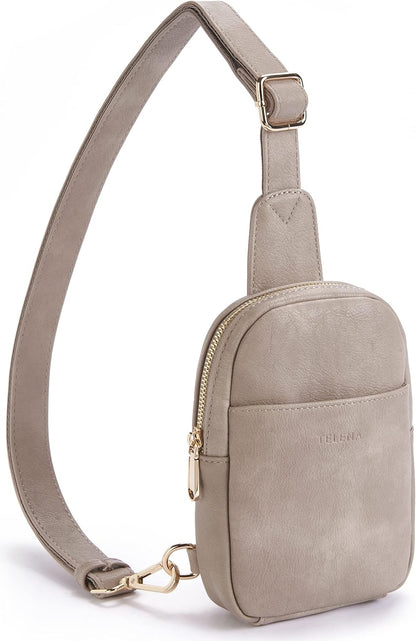 Telena Small Sling Bag for Women Leather Crossbody Fanny Packs Chest Bag for Women