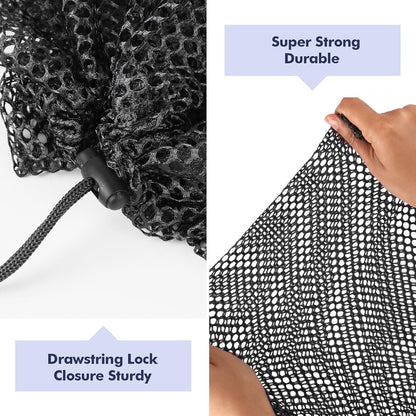 3Pcs Mesh Laundry Bags Washing Machine Mesh Wash Bags Jumbo for Delicates Clothes,Bed Linen,Toys with Drawstring Closure Sturdy (Black, Jumbo 3 pcs)