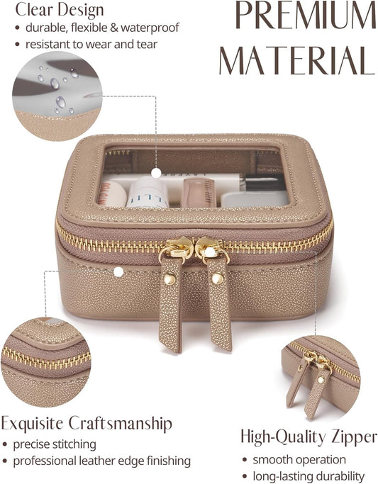 Popvibe Clear Makeup Bag Travel Cosmetic Case Transparent Toiletry Bag with Zipper, Portable Make Up Organizer Traveling Compact Car Bag for Essentials