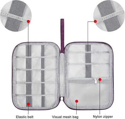 SELLYFELLY Travel Electronics Organizer Portable Cable Organizer Bag for Storage Electronic Accessories Case for Cord,Phone,Charger,Flash Drive (Purple)