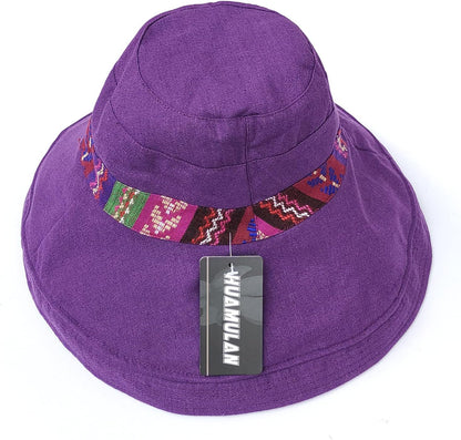 Women Wide Brim Sun Hats Metal Wired Edge Summer UV Protection Beach Fishing Hat for Hiking Garden Travel Chin Strap