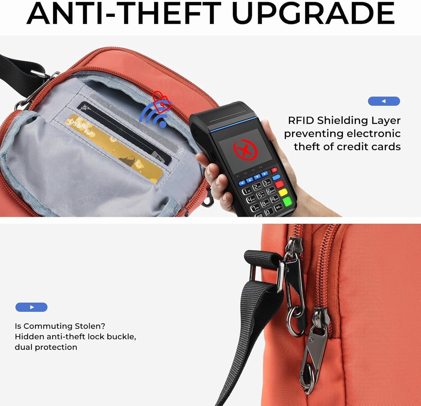 BROADREAM Small Crossbody Bag Men Women, Anti-Theft Crossbody Sling bags - Mini Shoulder Travel Bag for Hiking Sports