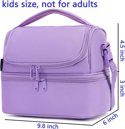 FlowFly Double Decker Cooler Insulated Lunch Bag Large Tote for Boys, Girls, Men, Women, with Adjustable Strap,Purple