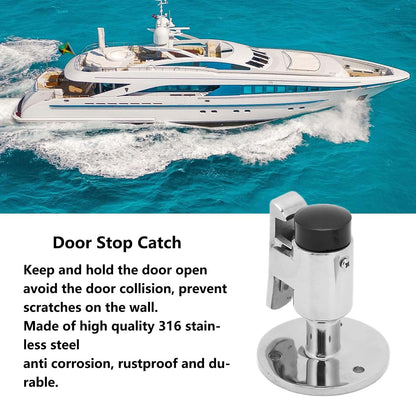 Door Stopper Wall Mounted with Self-Locking Hook Windproof Heavy Duty Marine Grade 316 Stainless Steel Door Catch for Yacht RV Home Office (with Screws)