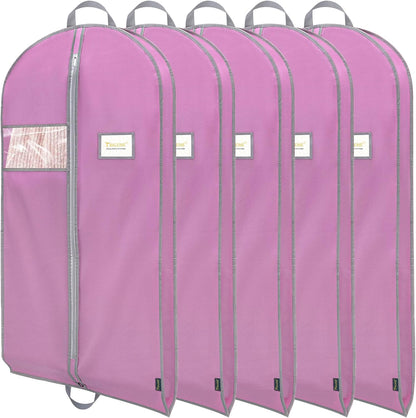 BALEINE 5PK Heavy Duty Garment Bag with Shoe Storage Travel Bag for Dresses, Suit, Coats Travel Essential (43", Pink)