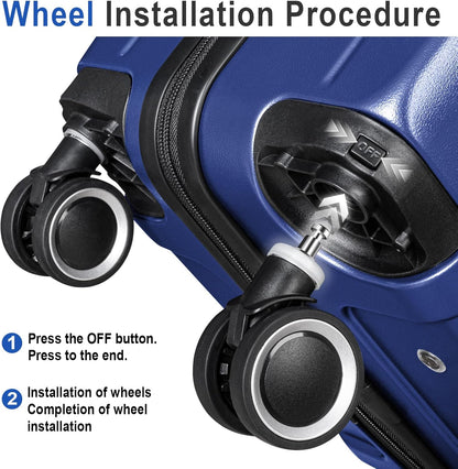 Luggage Sets 3 Piece, ABS Lightweight 20in/24in/28in Luggage, Expandable Carry On Suitcase Set with TSA Lock & Double Wheels, Front Open Hardshell Luggage Sets (Blue)