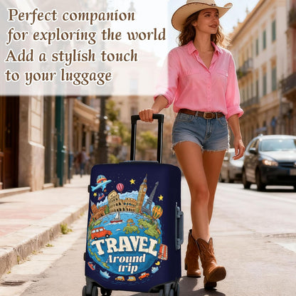 Luggage Cover, Travel Suitcase Covers, Elastic Suitcase Protective Cover, Scratchproof Luggage Protector, Washable Dustproof Trolley Case Protector Fit 22-28 Inch (word, M（22-24inch suitcase）)