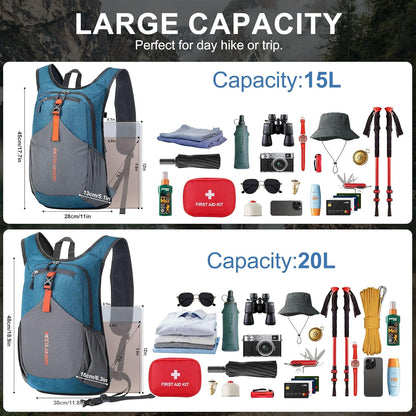 20L Small Hiking Backpack for Men Women Foldable Packable Back Pack Ultralight Hiking Daypack for Travel Camping Outdoor, Turquoise