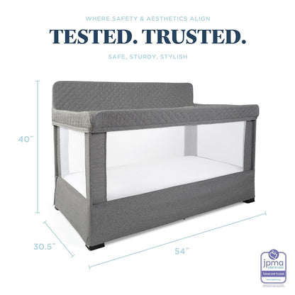 Baby Delight Lunaire Full Size Crib | Breathable Mesh Baby Crib | Tool-Free Assembly Baby Bed | Charcoal Tweed