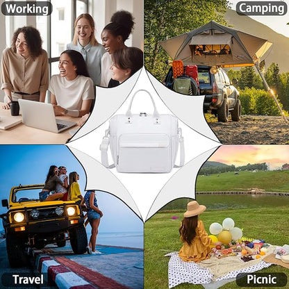 TuErCao White Lunch Bag Fits Bento Boxes, Snack and Foods, Cooler Bags Insulated Lunch Box for Women for Work