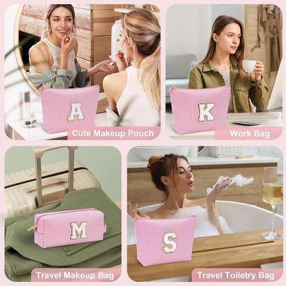 YOOLIFE Cute Makeup Bag for Women - Personalized Women Gifts Pink Makeup Pouch for Girlfriend Bridesmaid Wife | Cosmetic Travel Toiletry Bag for Her Mom | Birthday Gift Idea for Friend Female Sister N