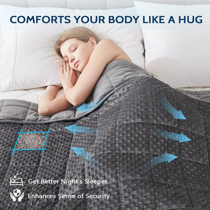 L'AGRATY Weighted Blanket for Adult - 60"x80" 20lbs Minky Dots Heavy Blanket with Glass Beads: Soft Breathable for All-Season Summer Fall Winter Thick Comfort for Sleeping