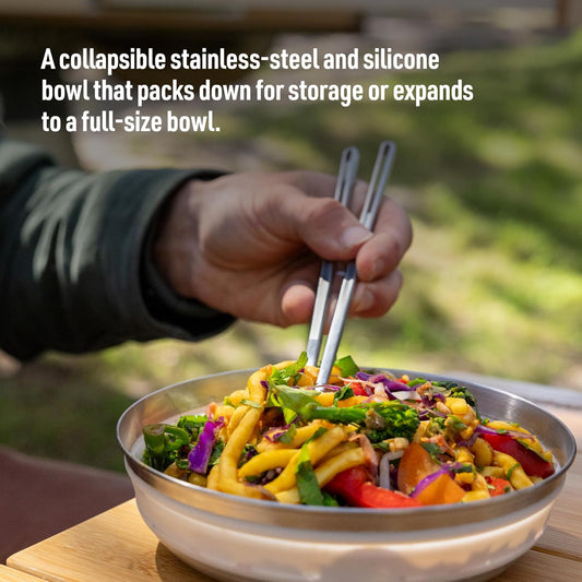 Sea to Summit Detour Stainless Steel Collapsible Bowl, Large (31 fl oz), Moonstruck Grey