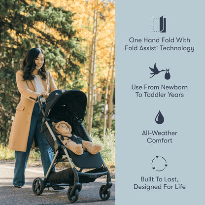 Colugo The One Stroller - Lightweight Easy Fold Compact Toddler and Baby Stroller for Travel, Large Storage Basket, One Hand Fold, Includes Raincover, Bumper Bar, Cupholder (Knockout Pink)