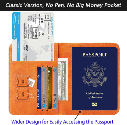Passport Holder Cover Wallet Travel Essentials RFID Blocking Leather Card Case International Must Haves Travel Accessories for Women Men(101#Earthy Yellow)