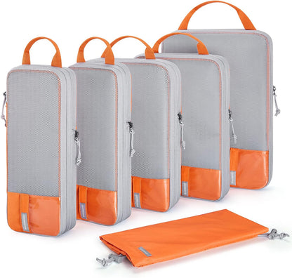 BAGSMART 6 Set Compression Packing Cubes - Lightweight Travel Essentials, Durable Luggage Organizer