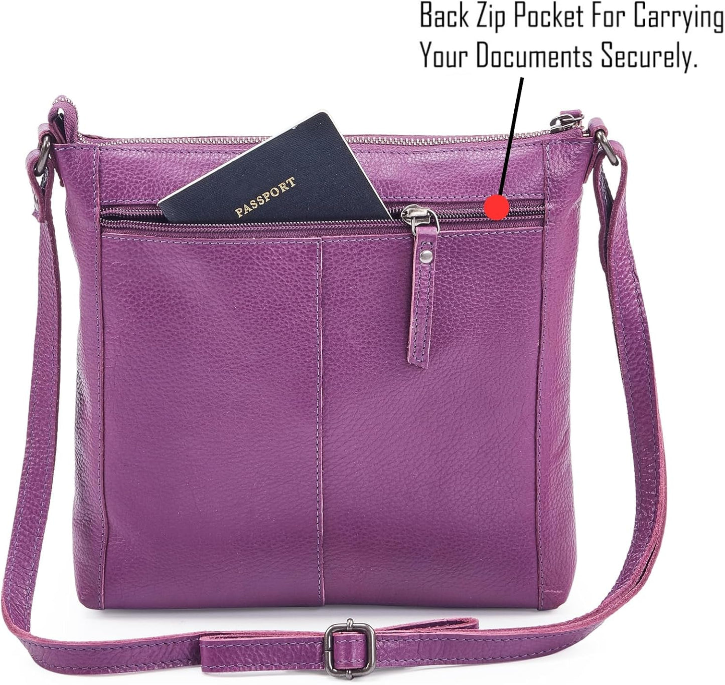 Small Soft Genuine Leather Crossbody Purse Women’s Sling Crossover Shoulder Travel Handbag with Triple Zipper