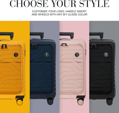 Bric's B|Y Ulisse Spinner Carry-On Suitcase, Lightweight Expandable Hard Shell Luggage with TSA Lock and Smooth 360° Wheels 21 Inch – Nero