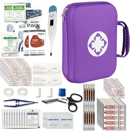 First-Aid Portable-Home Emergency-Kit Car-Travel - 299Pcs Urgent Basic First Aid Set Earthquake Emergency Kit Outdoor Backpacking Gear for Hiking Office Purple AMORNING
