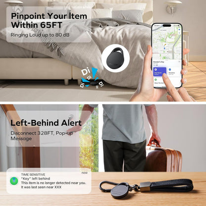Momax Key Finder Tracker Tag - [Apple MFi Certified] Smart Bluetooth Tracking Device with Find My (iOS Only), Replaceable Battery, DIY Stickers, for Wallets, Luggage, Suitcases, Backpacks, 4 Pack