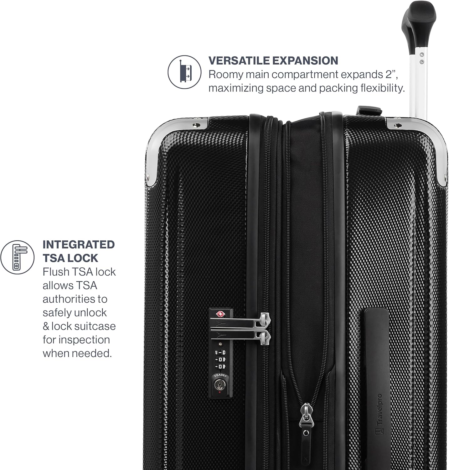 Travelpro Pathways 3 Hardside Expandable Luggage, 8 Spinner Wheels, Lightweight Hard Shell Suitcase, Carry On 21 Inch, Black Knight
