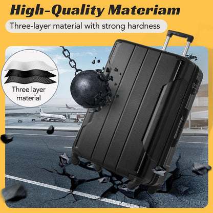 Merax Luggage Sets of 2 Suitcases With Wheels, Expandable and Lightweight, TSA Lock, Hardside Spinner Carry On Luggage (20 28 inch Black)