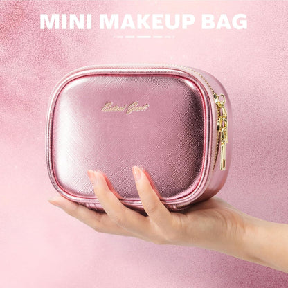 Small Makeup Bag Travel Train Case with Mirror and Light Mini Travel Make up for Women Train Case Cosmetic Organizer 3 Adjustable Brightness Toiletry Bag Portable Artist Storage