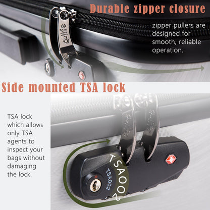 Coolife Luggage Expandable(only 28") Suitcase PC+ABS with TSA Lock Spinner 20in 24in 28in (navy, M(24IN))