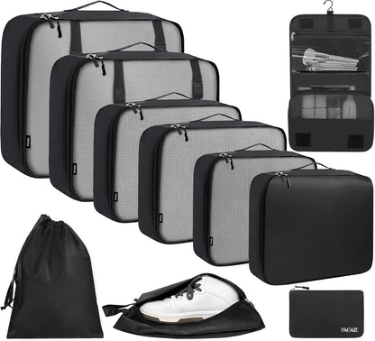 BAGAIL 6 Set/8 Set/10 Set Packing Cubes Various Sizes Packing Organizer for Travel Accessories Luggage Carry On Suitcase