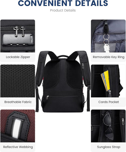 LOVEVOOK Travel Backpack for Men 17inch Large Work Backpack for Men Large Capacity Lockable Mochilas para Hombres Waterproof Computer Backpack for Work Business Travel College (17 inch,Black&Brown
