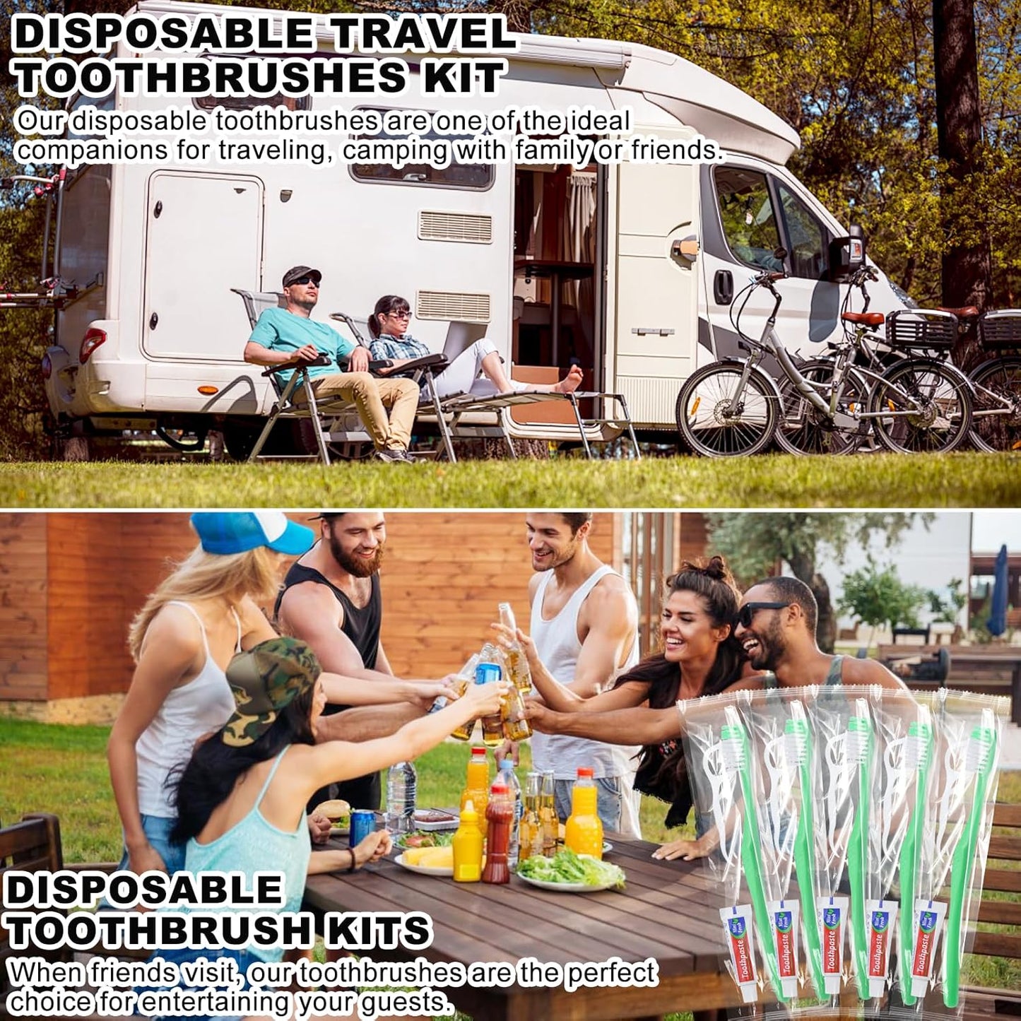 Disposable Toothbrushes with Toothpaste and Floss,50Pcs Green Single Use Individually Wrapped Disposable Travel Toothbrushes and Dental Floss Kit Bulk for Homeless,Airbnb,Hotel,Dentist