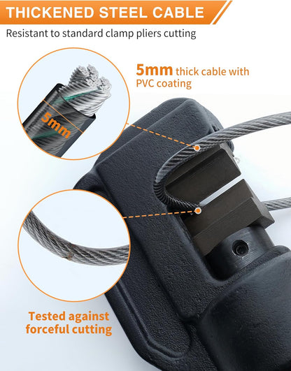 4-Digit Combination Cable Luggage Lock with 3 Interchangeable Steel Cables (9"/24"/47") – for Bike, Backpack, Gym, Cabinet, Gate (Gray, 1 Pack)