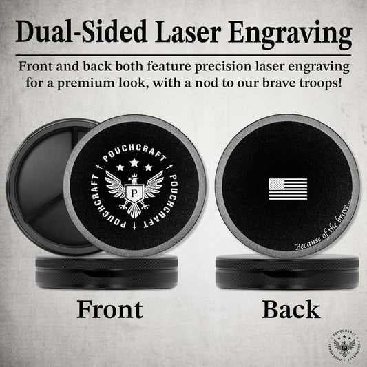 Metal Pouch Can | Metal Container | Slim EDC Pocket Tin | Airtight & Moisture-Resistant | Compact Daily Organizer | Pill Case & Travel Tin | Father’s Day Gift for Dad | (Insignia Ed, Black, Tall)