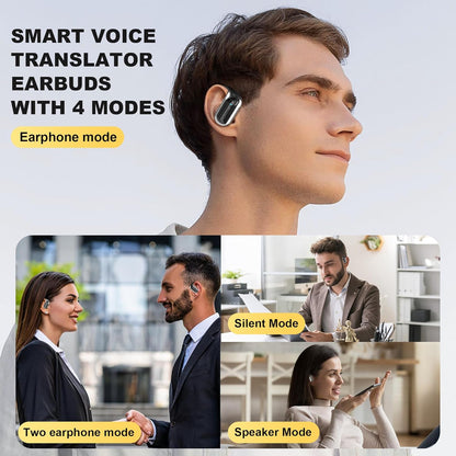 Wireless Earbuds, Translation Earbuds Real Time- Audifonos Traductores Inglés Español, 3-in-1 Translator Earbuds with 144 Languages, HF Sound, Bluetooth 5.4 Headphones for Travel Sport Workout (Black)