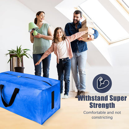 8 Pack Large Strong Moving Bags with Zippers & Carrying Handles - Water-Resistant - Heavy Duty Storage Tote for Space Saving, Fold Flat, Alternative to Moving Box (Sky Blue)