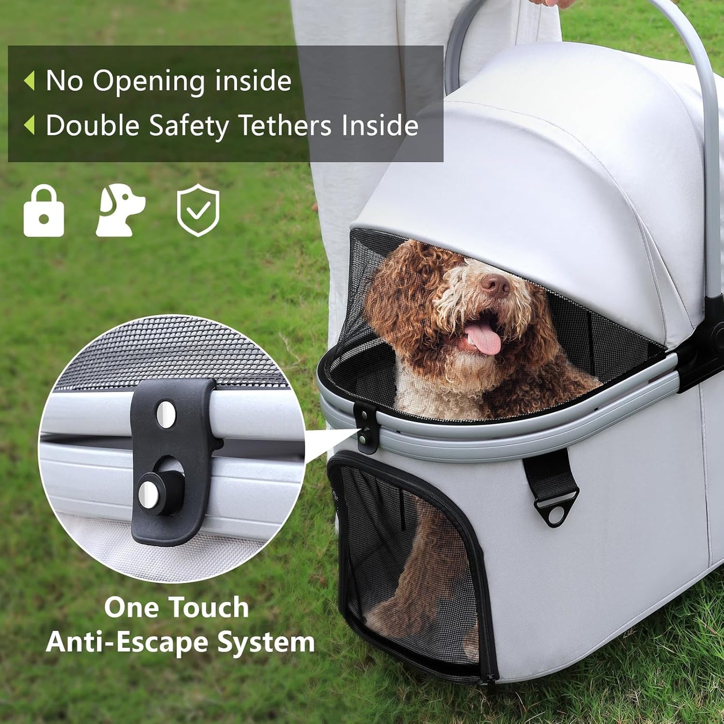 Dog Cat Stroller, Foldable 4 Wheels Dog Stroller for Small Medium Dogs 20 lbs,Pet Strollers for Large Dogs 50lbs, Stable Anti-Shock Detachble Carrier,with 360°Swiveling Front Wheel forTravel