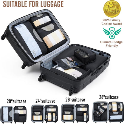 Veken 10 Set/8 Set Packing Cubes for Travel Essentials, Suitcase Organizer Bags in 4 Sizes, Carry-On Luggage Accessories with Large Laundry & Toiletry Bag, Must-Have for Airplane, Road Trip & Camping