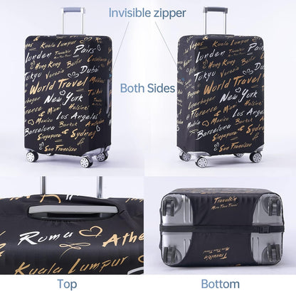 Travelkin Luggage Covers For Suitcase Tsa Approved,Suitcase Cover Protector Fit 18-32 Inch Luggage (World City, S)