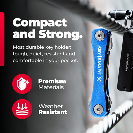 KeySmart Rugged - Multitool Key Holder for Keychain w/Bottle Opener and Pocket Clip, Key Organizer for Key Chain, EDC Keychains, Key Ring for Car Fobs Key Chains, Expandable (Up to 14 Keys, Blue)