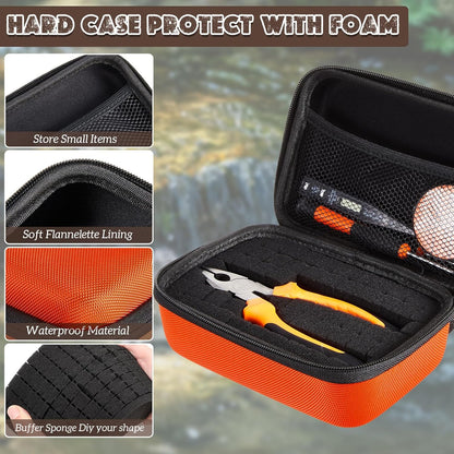 EVA Hard Case with Customizable Foam Protective EVA Carrying Case Shockproof Outdoor for Camera, Digital Products, Electronic Instruments with Knife(Orange,11 x 7.8 x 4.3 Inch)