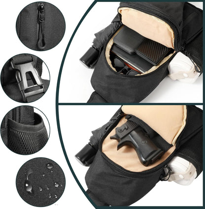 CCW Sling Chest Bag - Tactical Crossbody Backpack for Concealed Carry with Hidden Holster Compartment | Mid-Zip Gun Pocket, Water-Resistant