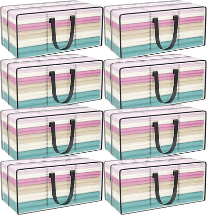 Clear Storage Bags with Zipper, 2 Pack Large Moving Bags Heavy Duty Extra Large, Plastic Storage Totes for Clothes, College dorm Packing Bag with Strong Handles