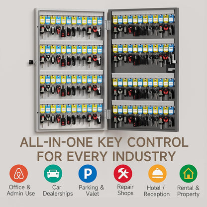 WeHere 96 Key Lock Box Wall Mount, APP Bluetooth/OTP/Wi-Fi/Fixed Code/Key Unlock, Smart Key Cabinet with Key Tag, Key Organizer Holder Box, Key Management Directory for Office, Valet, Realtor, Hotel