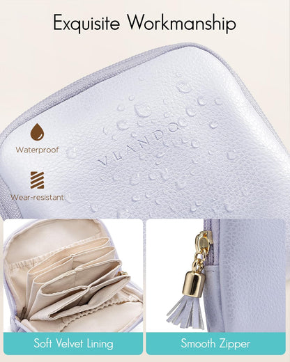 Vlando Small Jewelry Travel Case,Jewelry Pouch Bags with Zipper,Velvet Jewelry Organizer Storage Bag for Bracelet Rings Earring Travel Essentials Gifts for Women Girl-Purple