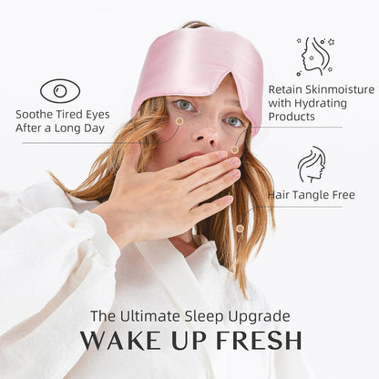 Silk Sleep Mask for Women and Men, Side Sleeper, 22 Momme Pure Mulberry Silk Total Blackout 100% Mulberry Eye Mask with Adjustable Headband Full Size, Eye Masks for Sleeping and Travel