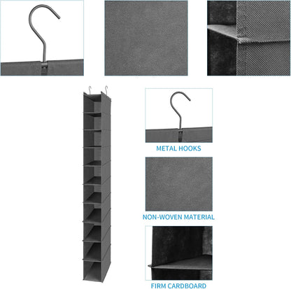 MAX Houser 10-Shelf Hanging Shoe Shelf Organizer, Hanging Shoe Storage for Closet (Grey)